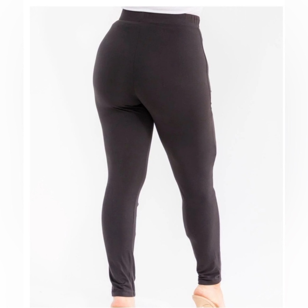 PLUS SIZE ELASTIC WAIST SKINNY LEG LACE UP DETAILED LEGGINGS - Picture 4 of 4